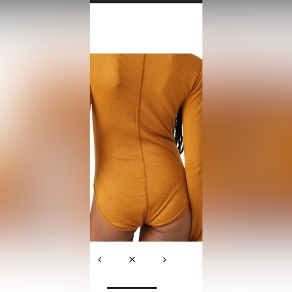 Free People | Sloane Bodysuit textured  Amber Rust mid button up long sleeve s - Picture 7 of 14